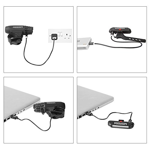 HODGSON Bike Lights 400 Lumens Bicycle Light Front and Back, USB Rechargeable Super Bright Headlight and Flashing Rear Light, IPX65 Waterproof, Easy to Install with All Accessories - Thumbnail 4