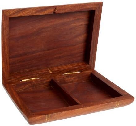 Ajuny Handcrafted Decorative Wooden Double Deck Playing Card Box Holder With 2 Set of Playing Cards Adorned with Ace card Brass Inlay Best Gifts For Him Her - Image 5