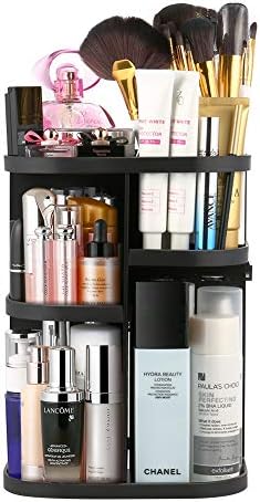 360° Makeup Organizer Adjustable Multi-Function Cosmetic Storage Box, 7 Layers, Compact Size with Large Capacity, Black