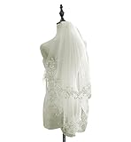 AIBIYI Vintage Inspired Lace Soft Tulle Wedding Veils For Bride With Comb 2 Layers A2