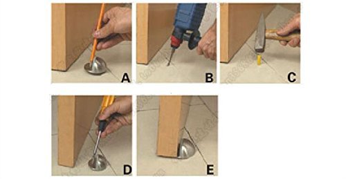 Solid Compact Door Stopper with Width 4mm Rubber Bumper,Half Moon Oval Stainless Steel Floor Door Stop (4 Pcs)