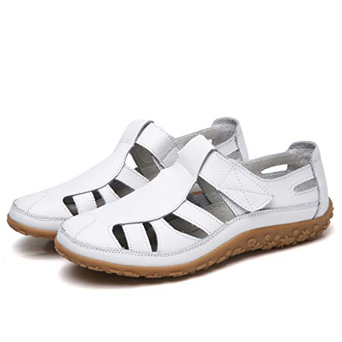 Women Soft Sandals,❤️FAPIZI Retro Closed Toe Versatile Flat Shoes Casual Comfy Breathable Walking Trekking Shoes Sandals White