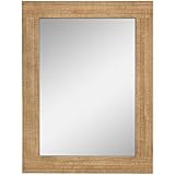 Stonebriar Rustic Rectangular Natural Wood Frame Hanging Wall Mirror, Farmhouse Decor for the Living Room, Bedroom, Bathroom, Office, and Entryway