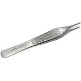 ADSON Forceps Tissue 1X2 Teeth ADSON Brown Forceps ADSON Dressing Forceps 4.75" Wide Handle Ridged Grip, Stainless Steel (Adson Dressing - STR)