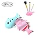 Makeup Brush Cleaner, HEHUIMEI Makeup Cleaning Brush for 2pcs Makeup Cleaning Cleaner Holder Silicone Cleaning Mat Washing Brush Scrubber Board Cosmetic Clean Tools Brush Egg for Makeup Brush