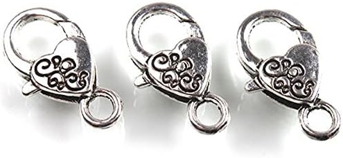 20pcs Alloy Carved Plated Antique Silver Lobster Clasps For Jewelry Making