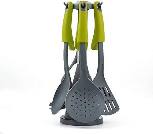 6-Piece Silicone Kitchen Cooking Utensils With Rotating Organizing Rack,Eco-friendly, BPA free, Nonstick