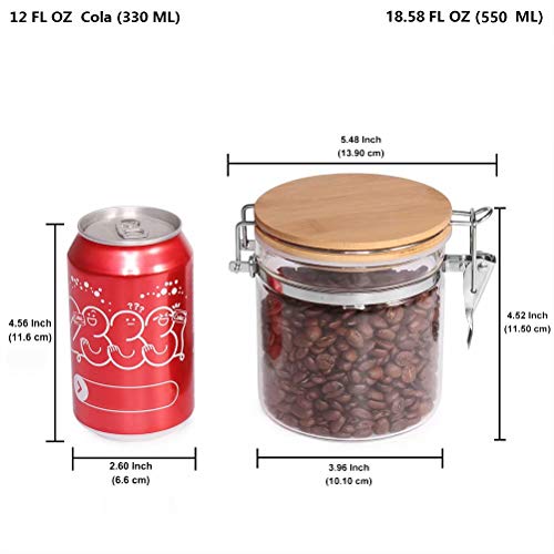 Food Storage Jar, 18.58 FL OZ (550 ML), 77L Glass Food Storage Jar with Airtight Seal Bamboo Lid, Snap-Fit White Glass Food Storage Canister for Serving Tea, Coffee, Spice and More
