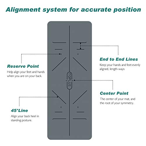 Yoga Mat with Alignment Lines,1/4 Inch Thickness Eco Friendly TPE Yoga