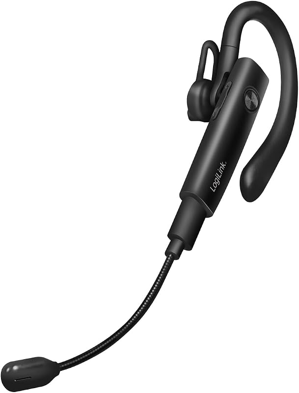 Auscultadores sem fios mono com clip auricular, BT versão 5.4, carregamento via USB-C, aproximadamente 100 horas, microfone destacável