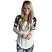 Clearance! Women Fashion Floral Splice Long Sleeve Blouse Top Pullover Casual T Shirt (White, L)