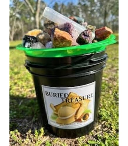 Fairy Gemstone Mining Bucket - 14 Lbs Of Mining Fun With Tumbled Stones & Crackable Geode