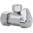 BrassCraft 1/2 in. x 3/8 in. 1/4-Turn Angle Valve, Chrome-Plated Brass, Globe Valve, 2-Port, 125 PSI Max Pressure, ASME A112.18.1, CSA B125.1 Listed, 3-Pack