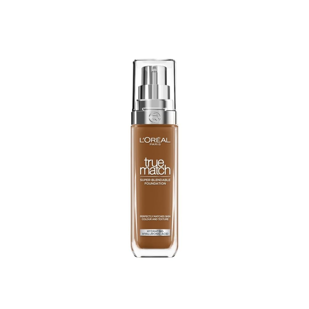 L'Oreal Paris True Match Liquid Foundation, Skincare Infused with Hyaluronic Acid, SPF 16, Available in 46 Shades, 9.5W Mahogany, 30 ml