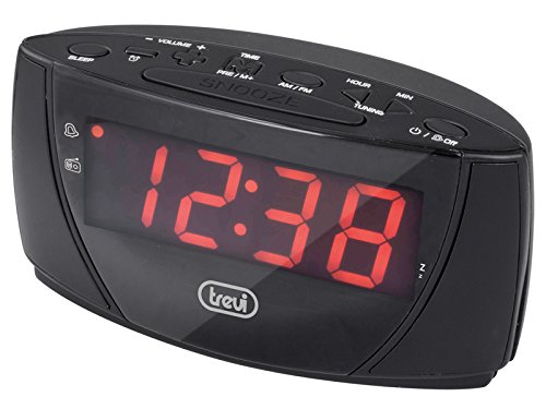 title=Trevi RC 845 B Radiosveglia AM/FM, Plastica, Nero, 15.5 x 8.4 x 7.3 cm