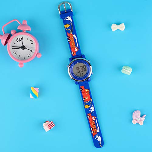Venhoo Kids Watches for Boys 3D Cartoon Waterproof Silicone 7 Color Flashing Lights Children Toddler Wrist Watch for Boy Little Child