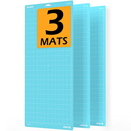 Xinart LightGrip Cutting Mat for Cricut Maker 3/Maker/Explore 3/Air 2/Air/One (12x24 Inch, 3 Mats) Light Adhesive Sticky Blue Quilting Cricket Cutting Mats Replacement Accessories for Cricut