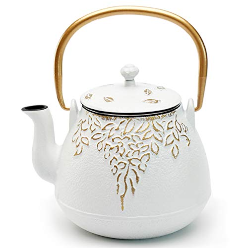 TOPTIER Japanese Cast Iron Tea Kettle with Infuser,Teapot Stovetop Safe