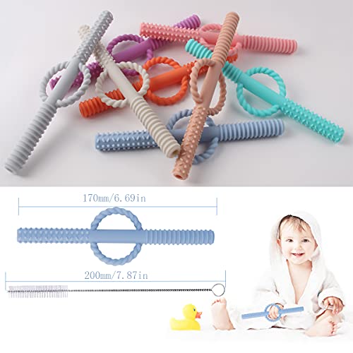 YAPROMO Baby Teething Chewy Tubes with Safe Shield,Hollow Baby Teething