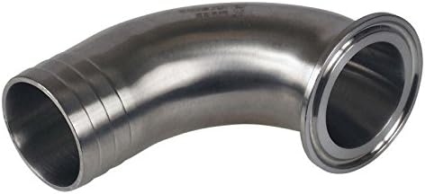 Glacier Tanks - Rubber Hose Adapter | Tri Clamp 1.5 inch x 1.5 inch w/ 90 Degree Elbow - Sanitary Stainless Steel SS304 (5 Pack)