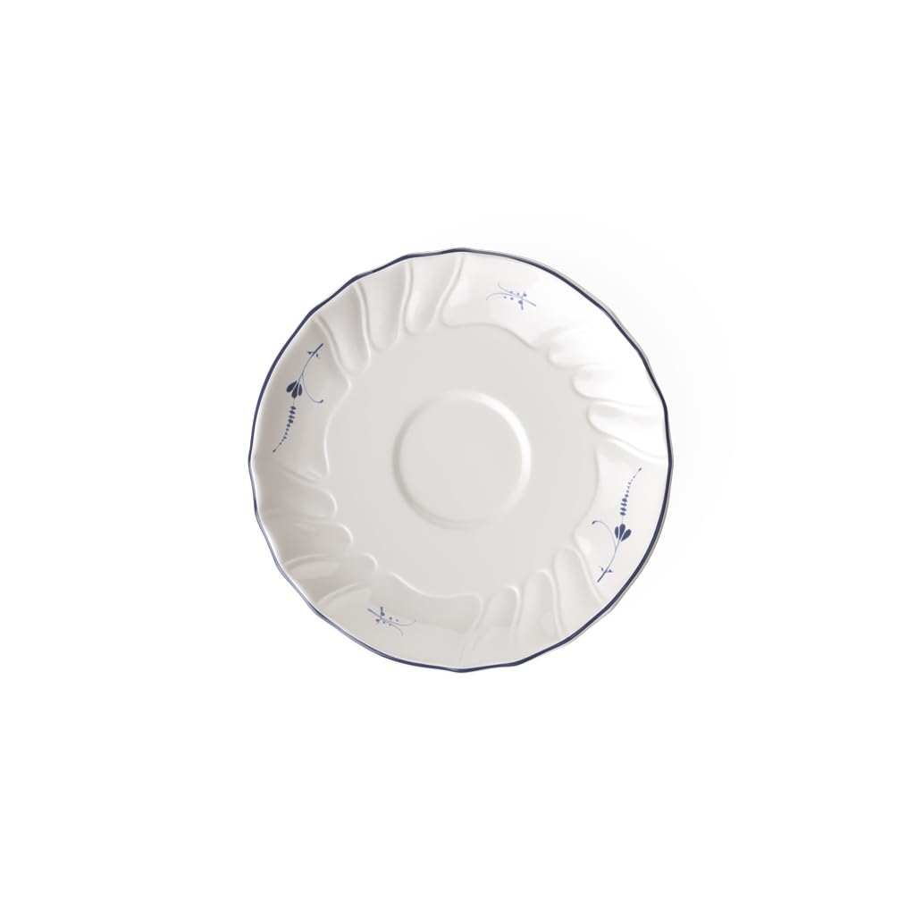 Villeroy & Boch Old Luxembourg Mocha/Espresso Saucer, 12 cm, Premium Porcelain, White/Blue