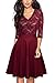 HOMEYEE Women's Chic V-Neck Lace Patchwork Flare Party Dress A062 (12, Wine)