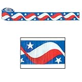 Beistle 55391 Flame Resistant Stars and Stripes Crepe Streamer, 21/2 by 30-Feet