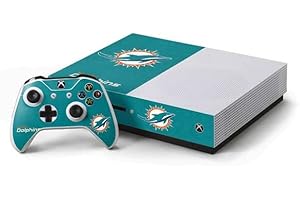 Skinit Decal Gaming Skin Compatible with Xbox One S Console and Controller Bundle - Officially Licensed NFL Miami Dolphins Distressed- Aqua Design