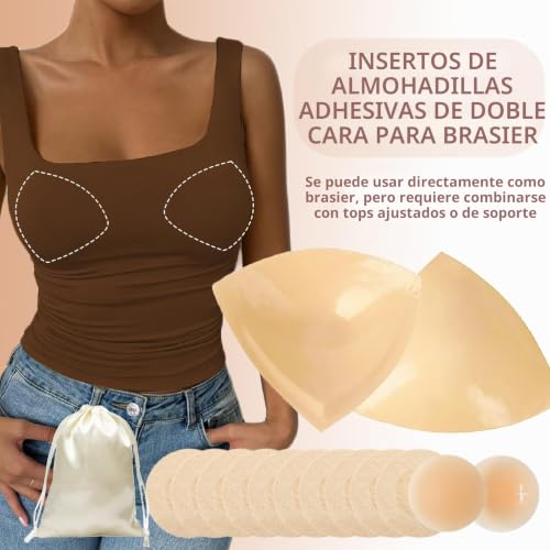 CUKIN Double Sided Adhesive Bra Pads, Invisible Reusable Push Up Inserts, Padded Lift Pads for Large Bust, 1 Pair
