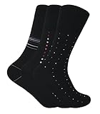 3 Pack Mens Loose Non Binding Wide Top Antibacterial No Sweat Bamboo Dress Socks (7-12 US, Black)
