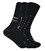 3 Pack Mens Loose Non Binding Wide Top Antibacterial No Sweat Bamboo Dress Socks (7-12 US, Black)