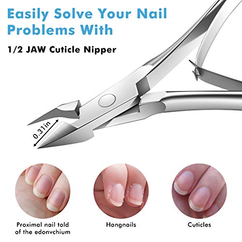 Cuticle Trimmer Cuticle Nippers - Cuticle Remover Professional Cuticle Cutter Stainless Steel Cuticle Scissors Nail Clippers Pedicure Manicure Tools by INFELING - Thumbnail 4