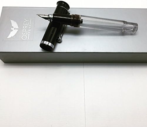 Mini Black Cap/Clear Barrel Eye Dropper Fill Fountain Pen with free 1 oz glass bottle/eye dropper cap