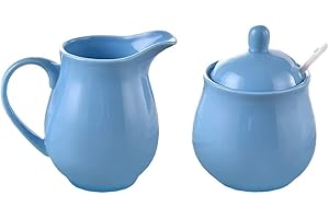 RockTrend Colorful Ceramic Milk Jug Sugar Bowl, Coffee Serving Set, Creamer Pitcher and Sugar Bowl Set