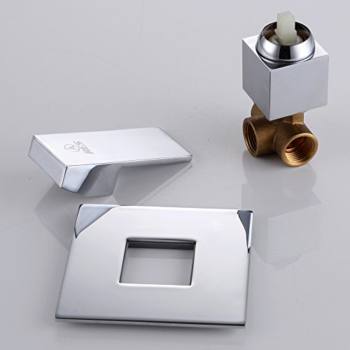 KES BRASS Shower Faucet Body Valve and SOLID Stainless Steel Trim Square Concealed Replacement for Bathroom Showering System G 1/2, Polished Chrome, L6711