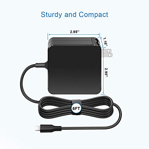 Aisilk Type C Adapter 65W USB-C Wall Charger with Power Delivery for MacBook/Pro, Dell, hp, Lenovo, Asus, Acer, Thinkpad, Matebook, Razer, Google, and More laptops Tablets and Cell Phones