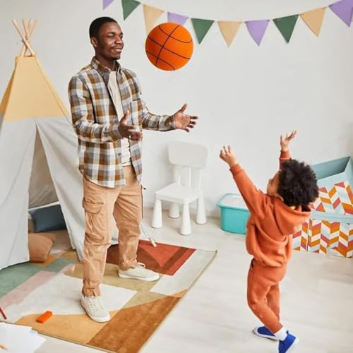 Indoor Silent Basketball with Net Bag Size 7-2026 Upgraded,Uncoated High-Density Foam Basketball,Soundless Design with Real Touch Groove Lines for Quiet Training & Practice,Durable Long-Lasting Use