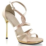 Pleaser CHIC-46 Womens Shoes, Nude Satin/Gold