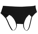 FUNOC Women Sexy Lace Open Butt Backless Panties Crotchless Thongs G-string Lingerie Underwear (Black)
