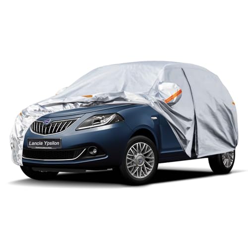 Kayme Outdoor Car Cover Compatible with Lancia Ypsilon (2011-2026) 6 Way Waterproof Anti UV Anti Wind Dust Cover with Zip and Cotton