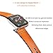 KADES Replacement Band Compatible for Apple Watch Series 4 44mm & Series 3/2/1 42mm [Retro Top Grain Genuine Leather]- Russet Orange Band + Black Hardware