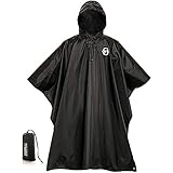 Foxelli Hooded Rain Poncho – Waterproof Emergency Military Raincoat for Adult Men & Women – Lightweight, Multi-Use, Reusable Rain Gear for Hiking, Camping, Fishing, Festivals
