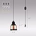 HMVPL Glass Hanging Lights with Plug in Cord and On/Off Dimmer Switch, Industrial Edison Vintage Swag Pendant Lamps for Kitchen Island Table Dining Room Bedroom Hallway