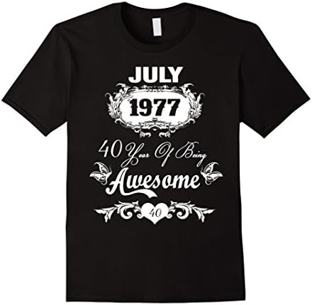 Mens July 1977 40 years of being awesome T-shirt XL Black