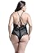 Anyou Plus Size Teddy Lingerie for Ladies Sexy V Neck Sleeveless Bodysuit Black X-Large