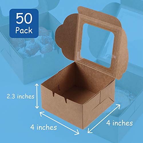 Kraft Paper Bakery Boxes 50Pack Single Pastry Box 4Inch, Packaging