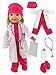 American Fashion World Hot Pink Doctor Outfit for 14-Inch Dolls | 7 Piece Set | Premium Quality & Trendy Design | Dolls Clothes | Outfit Fashions for Dolls for Popular Brands