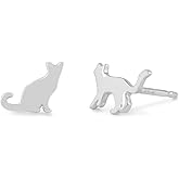 Boma Jewelry Sterling Silver Cat Mismatched Stud Earrings