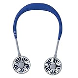 SPICE OF LIFE Hands-Free Portable Neckband W Fan - 5 Blade Dual Fans, 2000mAh USB Rechargeable Battery, 3 Speed Settings, Plastic Material - Navy