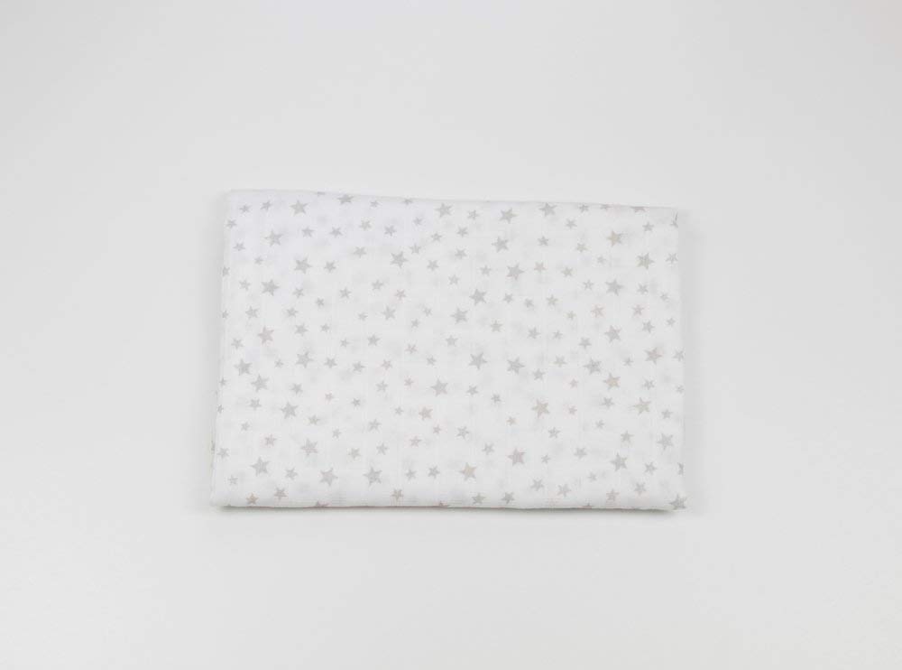 Ti TIN 100% Cotton Muslin 120 x 120 cm, Breathable, Light and Soft, Ideal for Babies 0-36 Months, Easy Wash and Dryer, Made in Spain, Grey Star Print